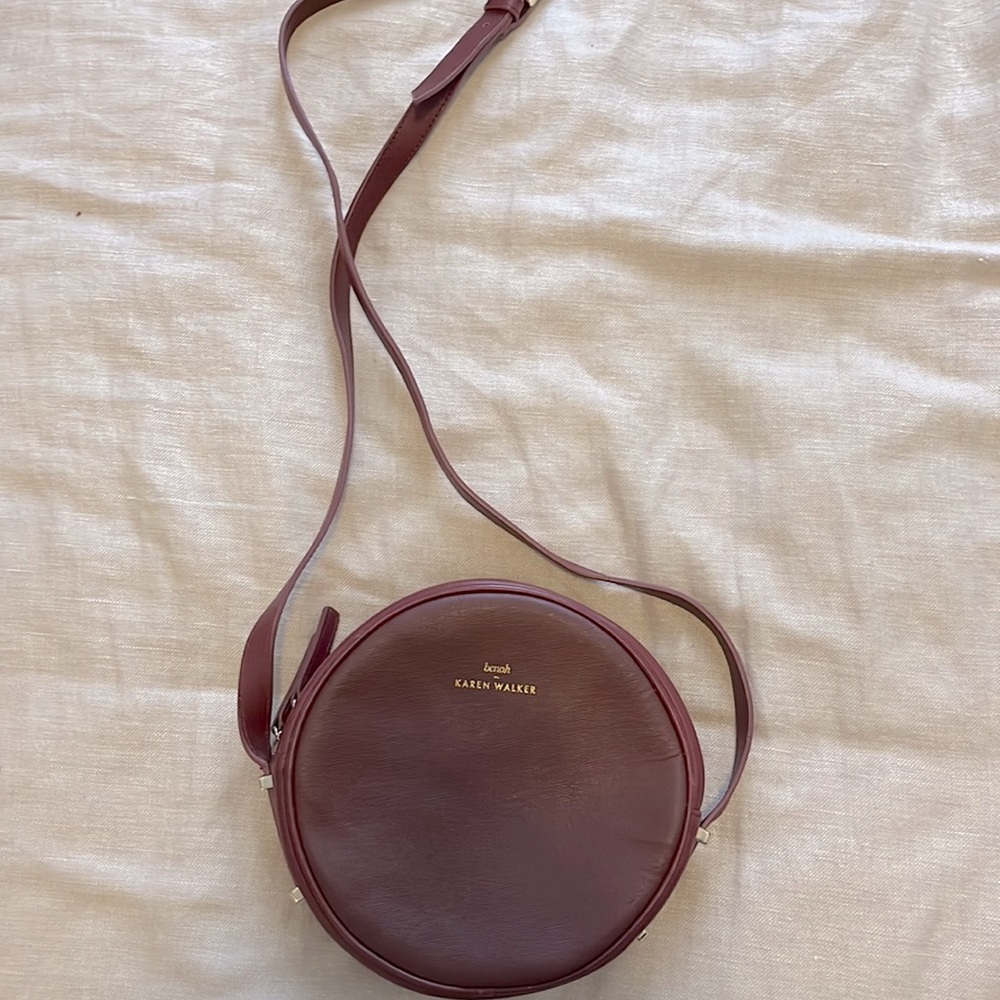 Plum Saffiano Leather bag by Benah for Karen Walker